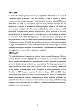 La Régulation environnementale de la Société Minière de Boké
