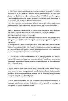 La Régulation environnementale de la Société Minière de Boké