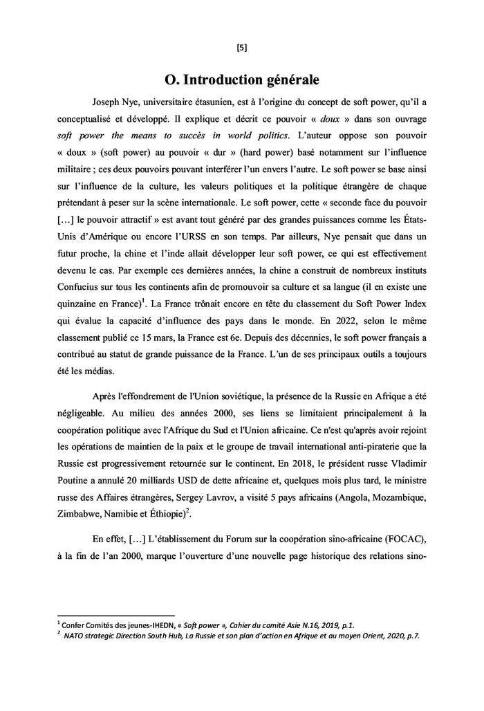 Portée et limite du soft power des puissances en Afrique.