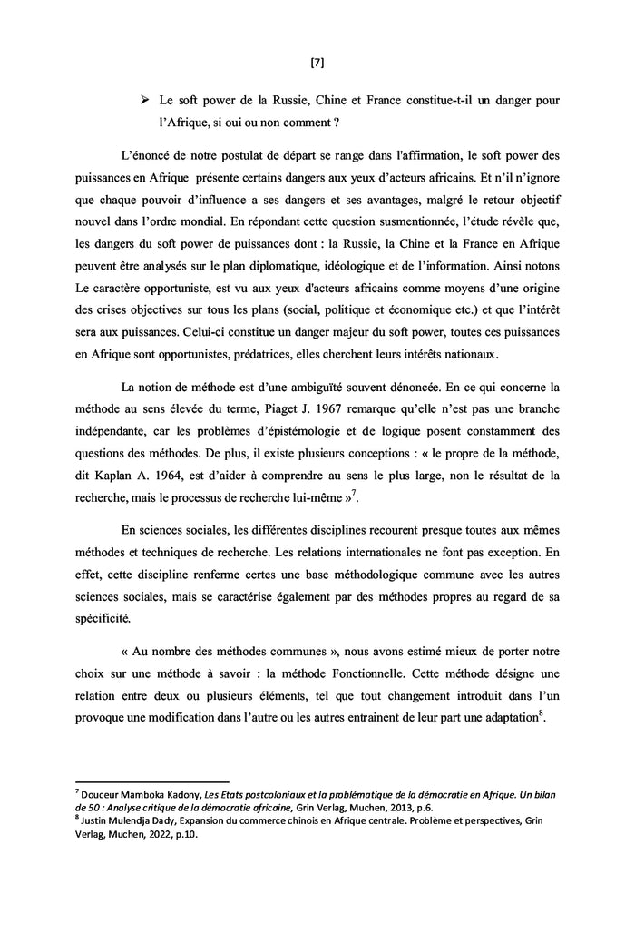 Portée et limite du soft power des puissances en Afrique.