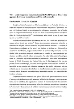 Le développement transformationnel de World Vision au Tchad: