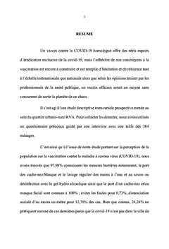 Attitudes et pratiques de la population de Kamina face au vaccin COVID