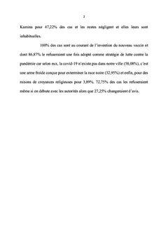 Attitudes et pratiques de la population de Kamina face au vaccin COVID