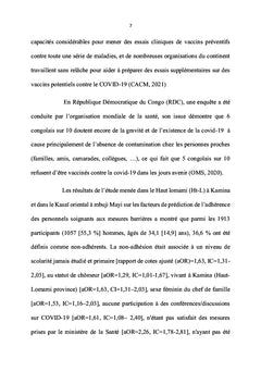Attitudes et pratiques de la population de Kamina face au vaccin COVID