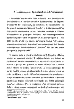 Le Droit OHADA et la Professionnalisation des Activités Agricoles