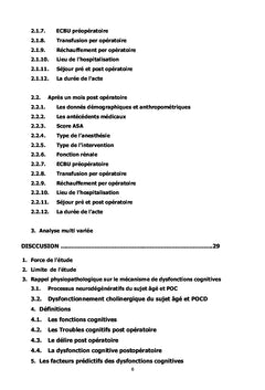 Dysfonction cognitive postopératoire: facteurs prédictifs en gériatrie