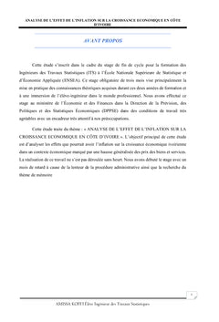 Analyse de l'effet de l'inflation sur la croissance économique en Côte d'Ivoire