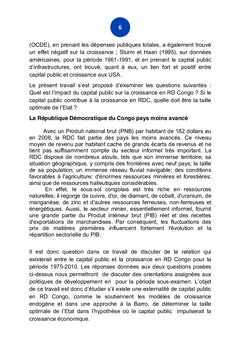 Incidence du capital public sur la croissance économique en RD Congo