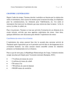 Introduction a l'exploitation des mines