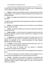 Introduction a l'exploitation des mines