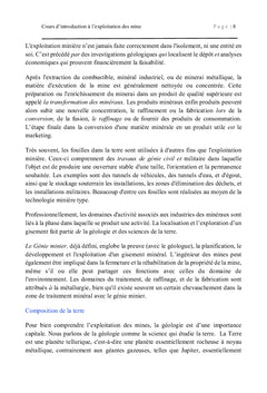 Introduction a l'exploitation des mines