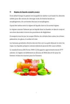 Diététique standard de l'hôpital