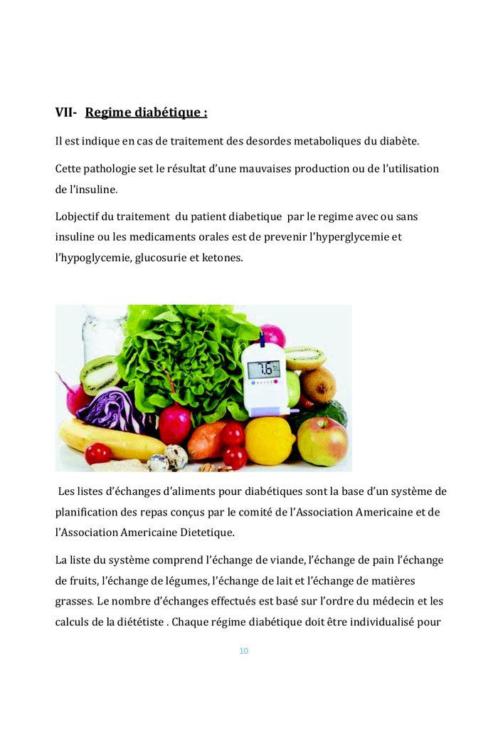 Diététique standard de l'hôpital