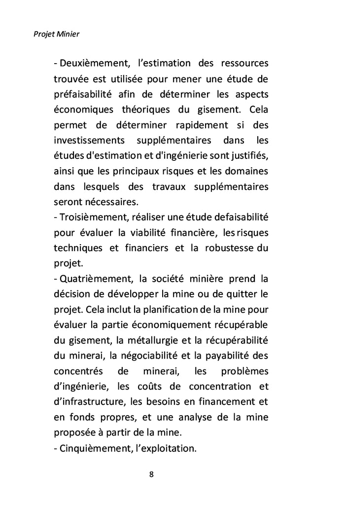 Projet Minier Tome I