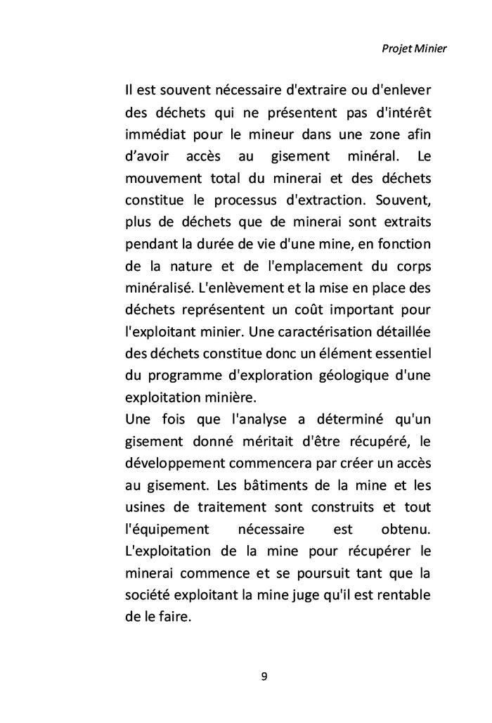 Projet Minier Tome I