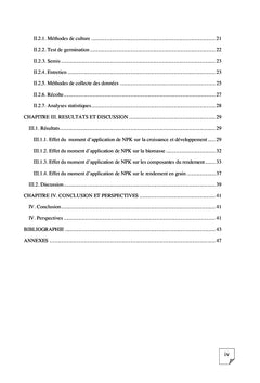 Effet du moment d'application de l'engrais de fond (NPK)