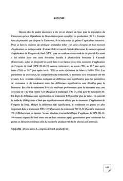 Effet du moment d'application de l'engrais de fond (NPK)