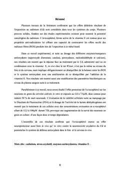 Effet protecteur del' -tocophérol contre la toxicité du cadmium