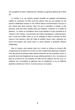Effet protecteur del' -tocophérol contre la toxicité du cadmium