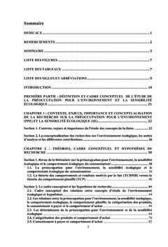 PPE, SENSIBILITE ECOLOGIQUE ET COMPORTEMENT ECOLOGIQUE