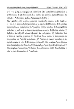 Performance globale d'un groupe industriel