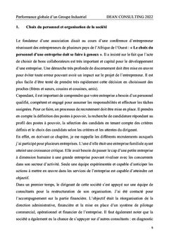 Performance globale d'un groupe industriel
