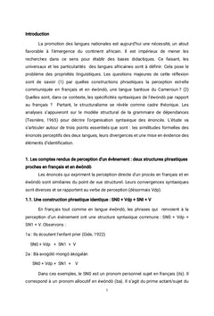 Particularités syntaxiques des verbes de perception
