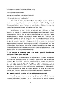Particularités syntaxiques des verbes de perception