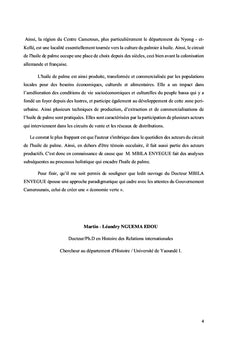 L'économie du palmier à huile et de l'huile de palme