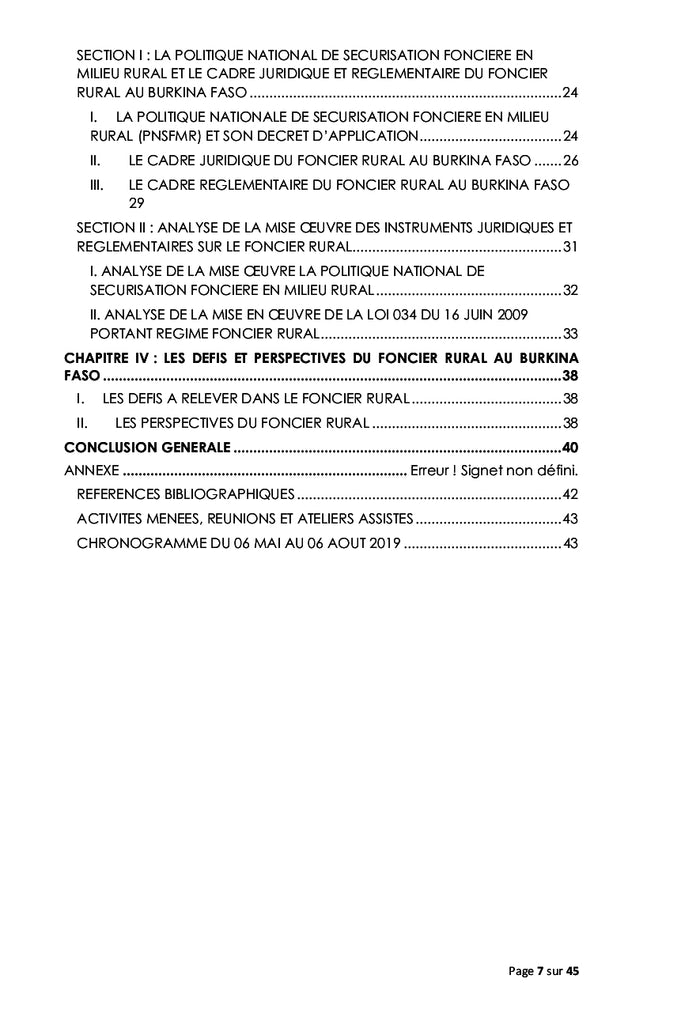 CADRE JURIDIQUE ET REGLEMENTAIRE DU FONCIER RURAL AU BURKINA FASO