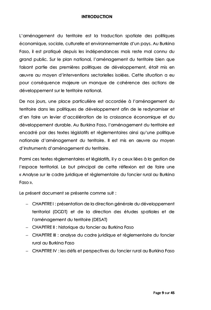 CADRE JURIDIQUE ET REGLEMENTAIRE DU FONCIER RURAL AU BURKINA FASO