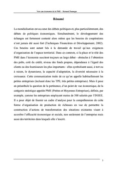 Vers une Economie de la PME