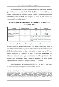 Vers une Economie de la PME