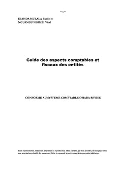 Guide des aspects comptables et fiscaux des entités
