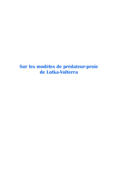 Sur les modèles de prédateur-proie de Lotka-Volterra
