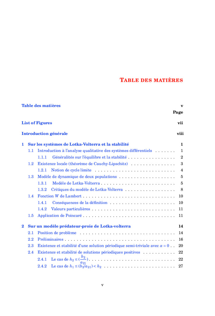 Sur les modèles de prédateur-proie de Lotka-Volterra