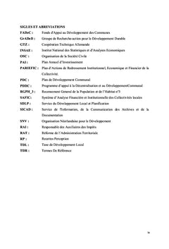 Planification locale et mise en oeuvre des actions de développement