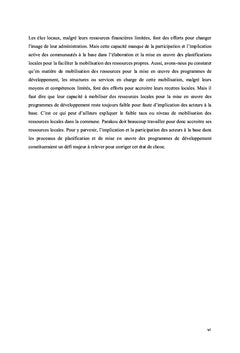 Planification locale et mise en oeuvre des actions de développement