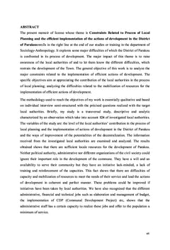 Planification locale et mise en oeuvre des actions de développement
