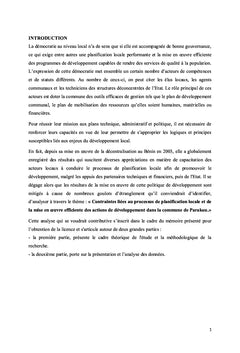 Planification locale et mise en oeuvre des actions de développement