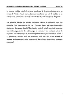 Méthodologie d'audit pour apporter une valeur ajoutée à l'entreprise