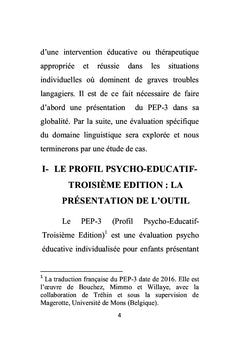 Modèle de restructuration du PEP-3 comme outil d'évaluation