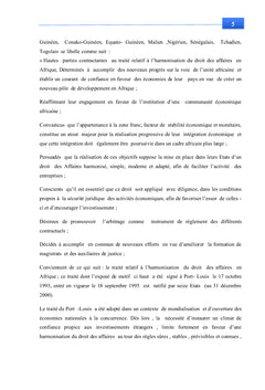 Etude critique des innovations de l'Ohada par rapport à loi n° 90-046