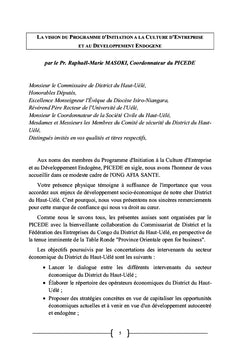 Actes de concertations locales des intervenants du secteur économique