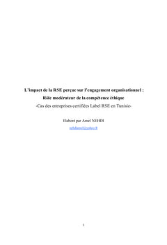 L'impact de la RSE perçue sur l'engagement organisationnel