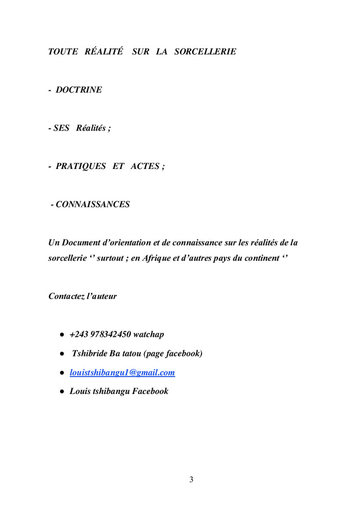 Aperçu et traité de la sorcellerie africaine