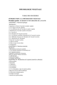 Physiologie Végétale
