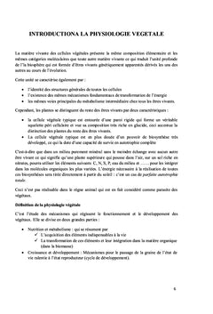 Physiologie Végétale