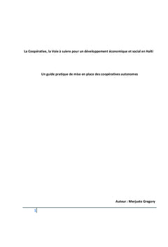 Le développement économique et social à travers la coopérative