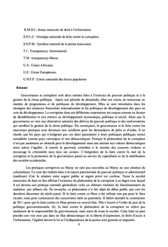 Gouvernance et corruption au Maroc